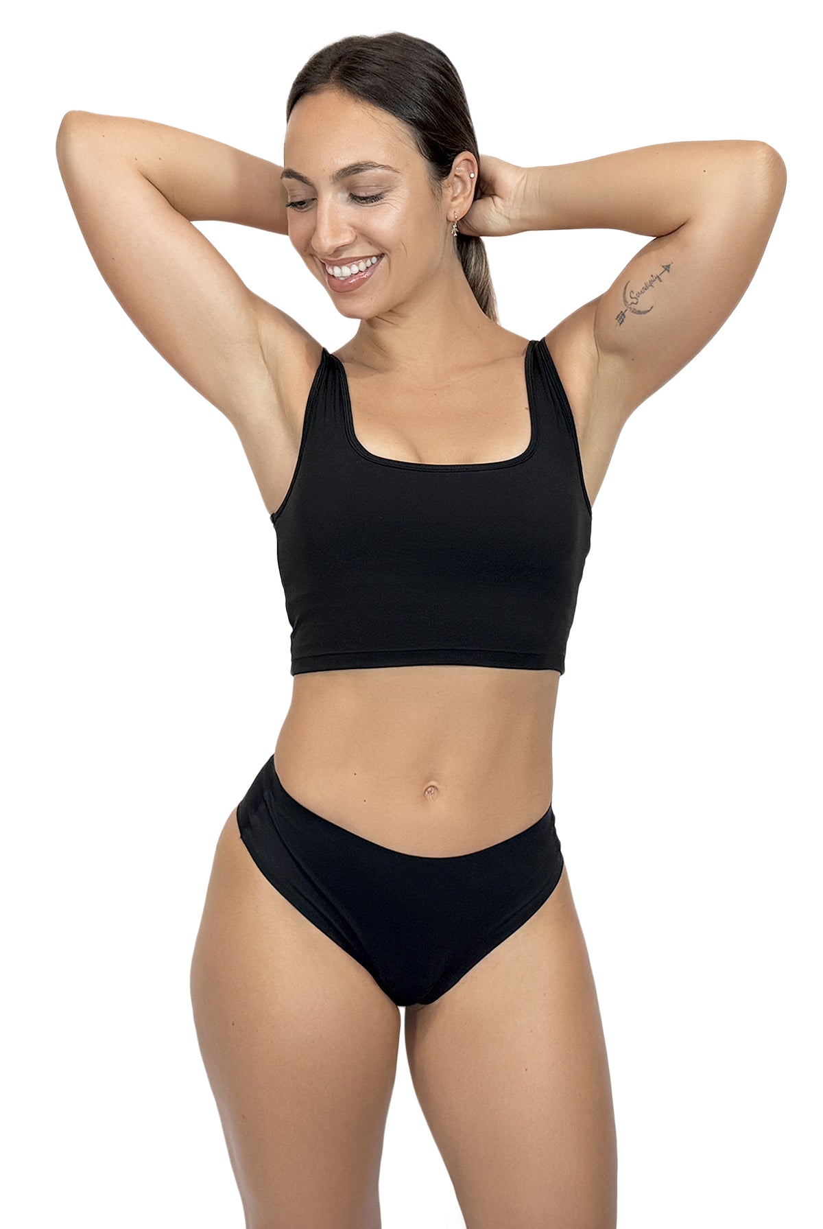 Braga Menstrual Brasileña Sin Costura RAW color negro - ECOREINA