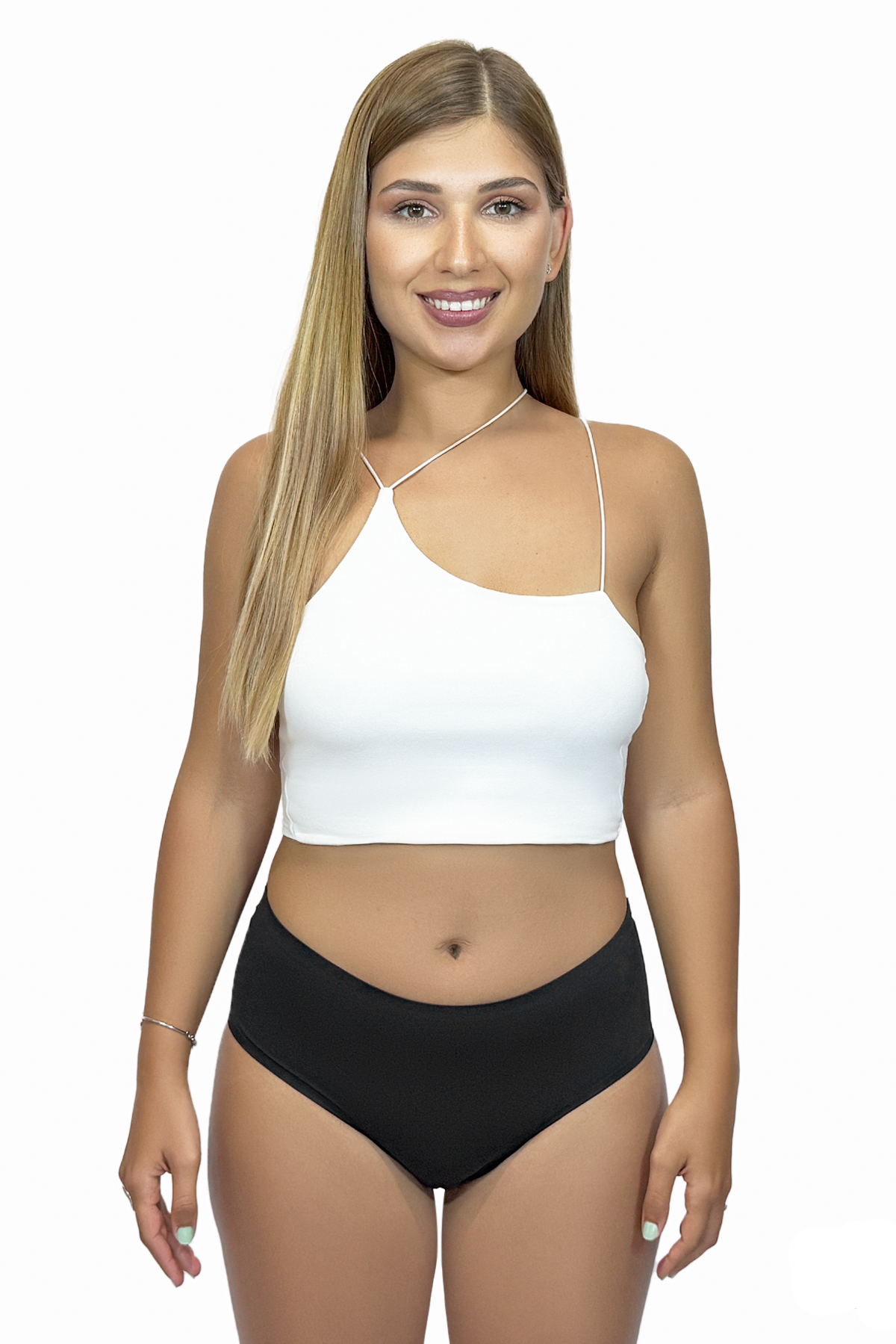 Braga menstrual sin costuras e invisible de tiro medio DAILY negra - vista frontal - ECOREINA
