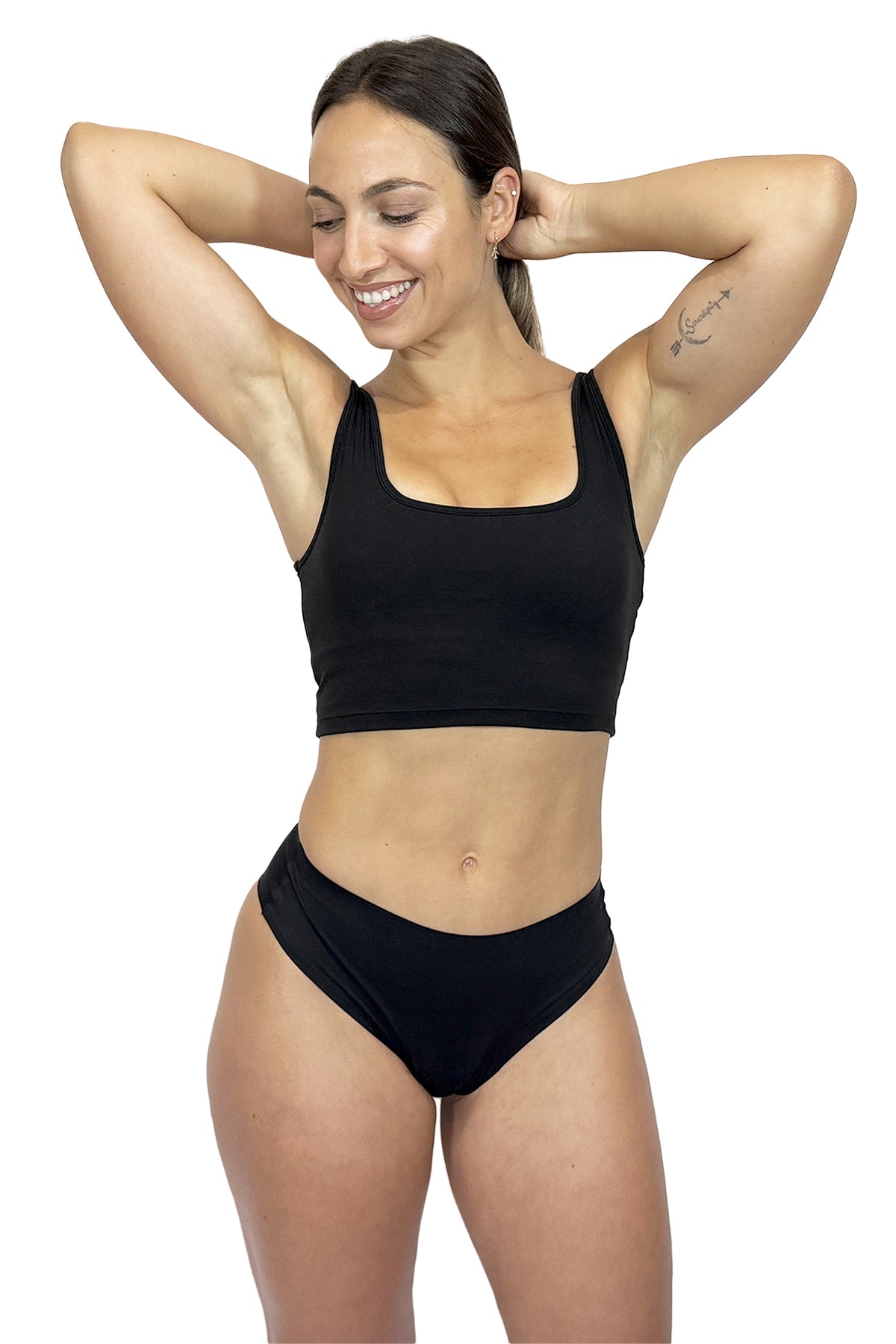 Braga Menstrual Brasileña Sin Costura RAW color negro - ECOREINA