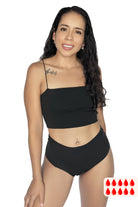 Braga menstrual de cintura alta SCULPT color negro - vista fontal – ECOREINA