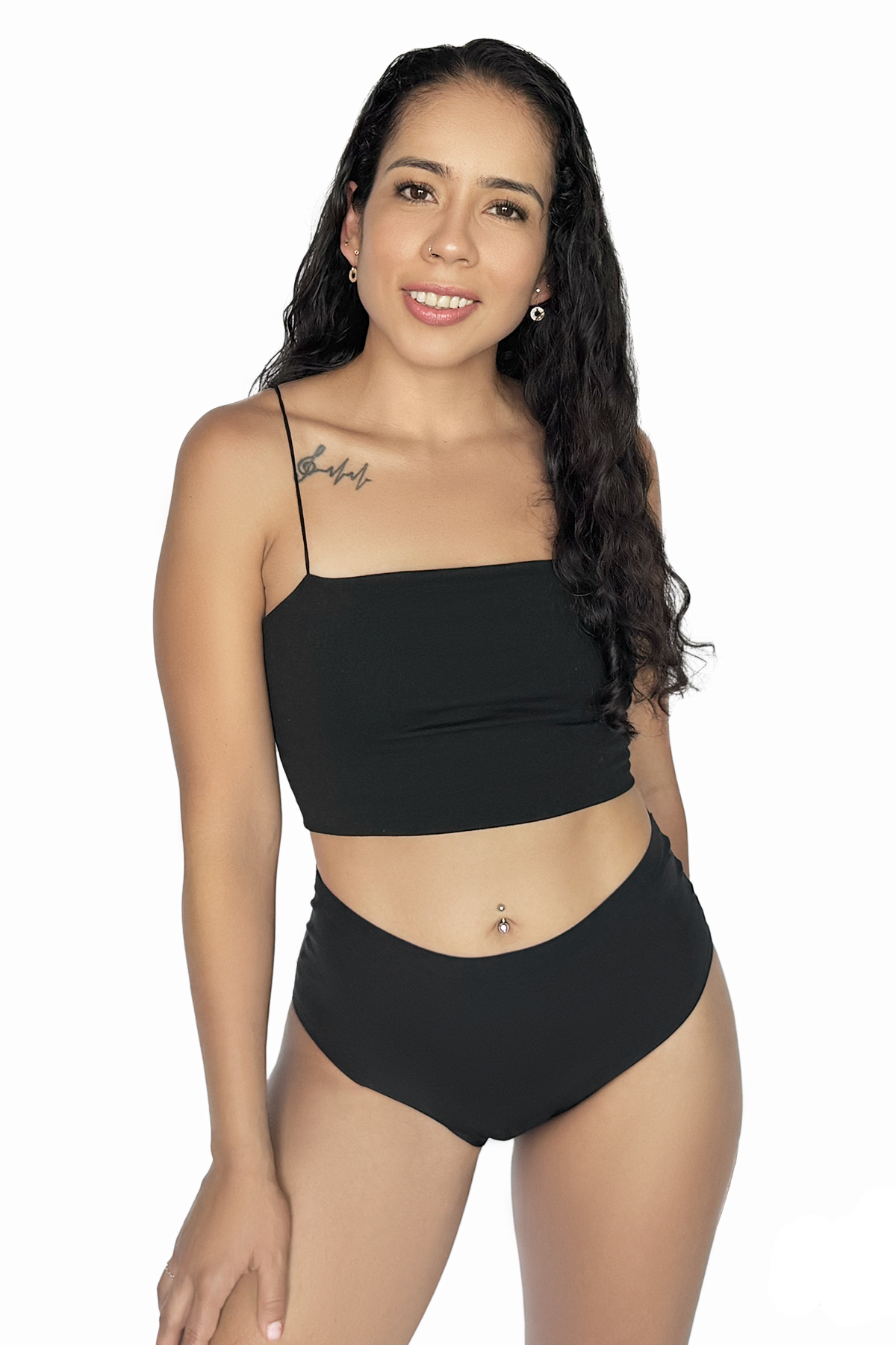 Braga menstrual de cintura alta SCULPT color negro - vista fontal – ECOREINA