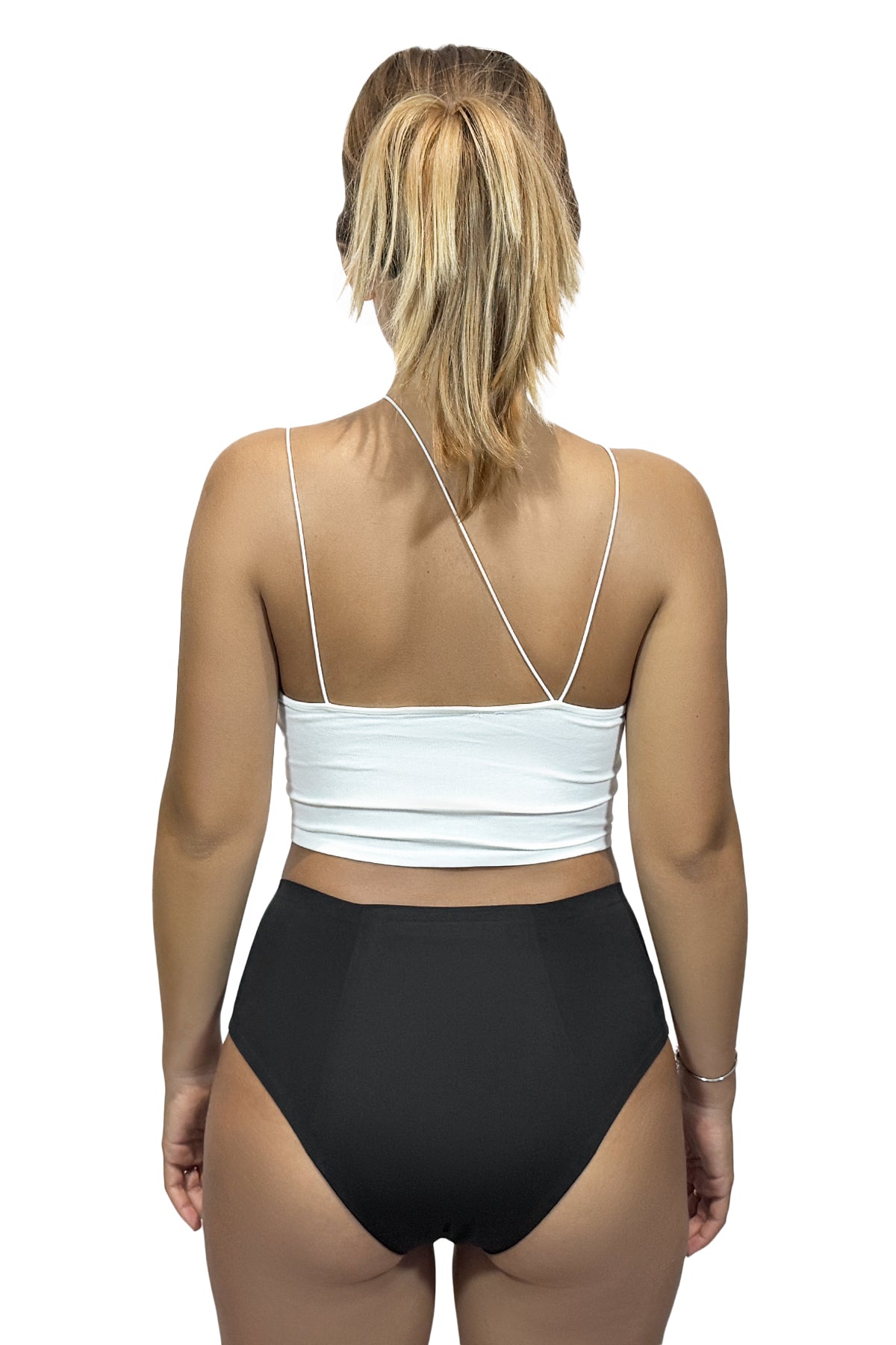 Braga menstrual sin costuras e invisible de tiro medio DAILY negra - vista trasera - ECOREINA