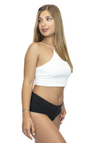 Braga menstrual sin costuras e invisible de tiro medio DAILY negra - vista lateral - ECOREINA