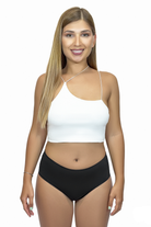 Braga menstrual sin costuras e invisible de tiro medio DAILY negra - vista frontal - ECOREINA