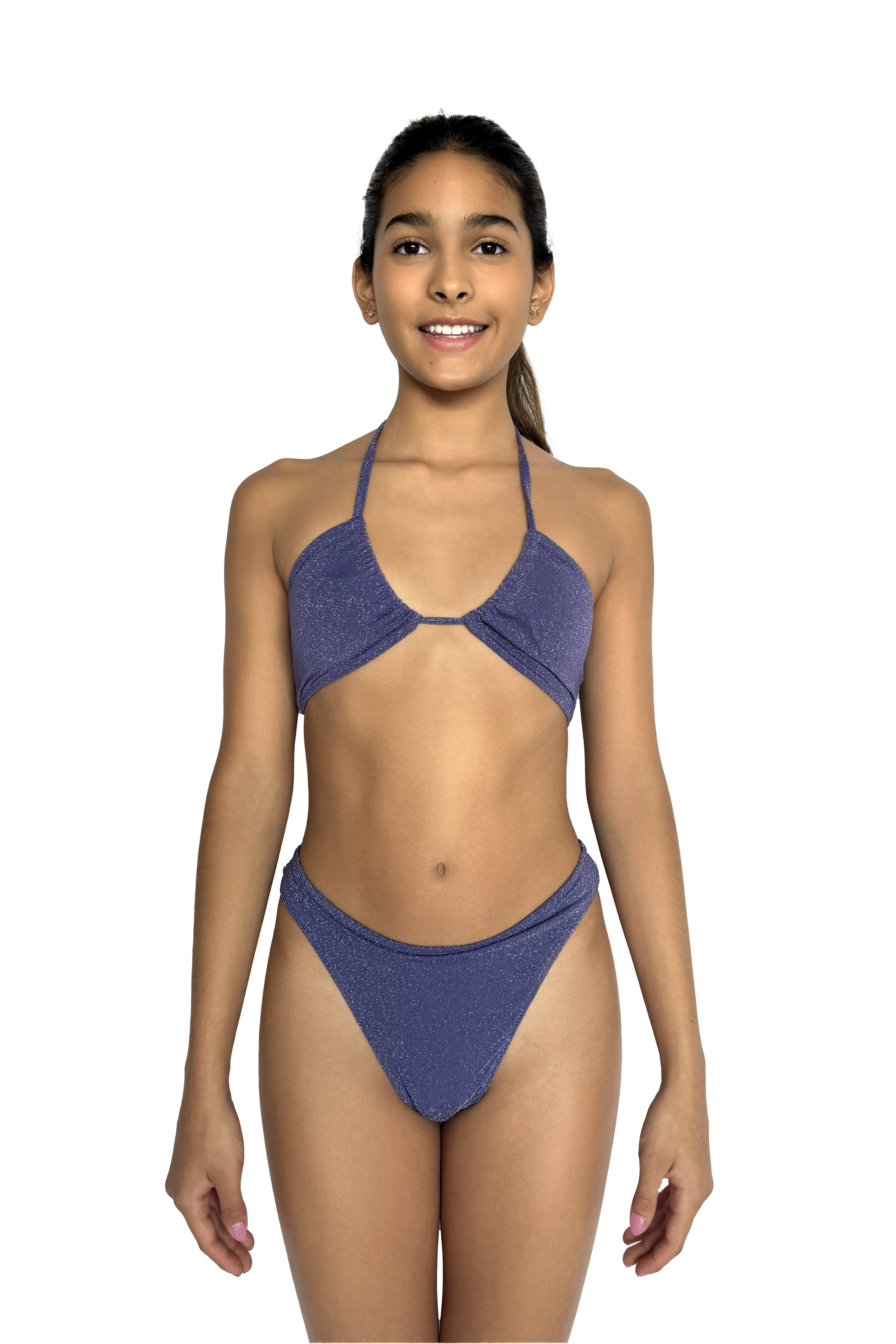 Bikini menstrual niña Glow azul - braga vista frontal - ECOREINA